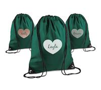 Print Maniacs Personalised Drawstring Bag for Kids Back to School PE Bag, Swim Bag with Name Ideal for Boys, Girls, Toddlers,and Primary School Students Perfect School Bag Bottle Green