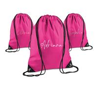 Print Maniacs Personalised Drawstring Bag for Kids Back to School PE Bag, Swim Bag with Name Ideal for Boys, Girls, Toddlers,and Primary School Students Perfect School Bag Fuchsia