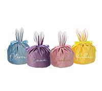 Print Maniacs Personalised Easter Bunny Bag Velvet Easter Gift Bags, Easter Bags Bunny Ears Drawstring Gift Bags Kids Baskets Egg Hunt Bucket