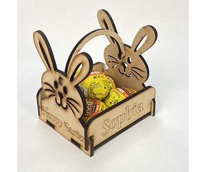 Print Maniacs Personalised Easter Egg Creme Holder Bunny Treat Holder Basket Treasure hunt Party Gifts Kid Boy Girl + Mini Eggs (Cadbury Creme Egg)