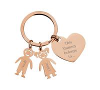 Print Maniacs Personalised Family Keyring Gift - “This Mummy Belongs To…” - Custom Name Charms from Kids - Heart Keychain for Mum, Nanny, Grandma - Birthday, Mother’s Day, Gift for Her (Rose Gold)