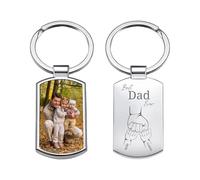 Print Maniacs Personalised Father’s Day Keyring - Custom Photo & Engraved Text Gift for Dad, Daddy, Grandad, Uncle - Stainless Steel Keepsake Keychain in Gift Box