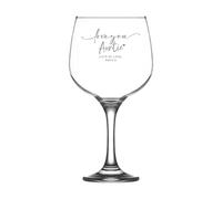 Print Maniacs Personalised Gin Glass for Auntie 730ml Large Balloon Etched Glass Gifts Auntie Christmas Gifts for Auntie Presents for Auntie Birthday Gifts Mothers Day Gifts Love You