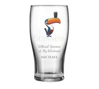 Print Maniacs Personalised Guinness Toucan Pint Glass Custom Name Engraved Beer Glass Toucan Design Gift for Dad Husband Brother Birthday Christmas Pub Style Glassware Premium Bar Gift Idea