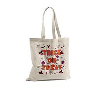 Print Maniacs Personalised Halloween Trick or Treat Sweets Candy Large Holder Kids Tote Polyester Bag Basket Bucket Pumpkin Haunted House Spooky Dinosaur (Trick or Treat, Add a Name)