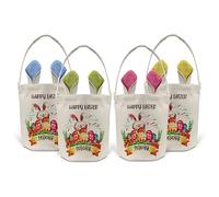 Print Maniacs Personalised Happy Easter Egg Hunt Basket Bucket Treat Sweets Chocolate Bunny Rabbit Treasure Party Gift Bag D1 Add Name (Green Ears)