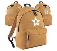Print Maniacs Personalised Large 18L Kids Travel Backpack Junior Shoulder Collage Rucksack School Lunch Swimming P.E Laptop Book Bag Star (Caramel)