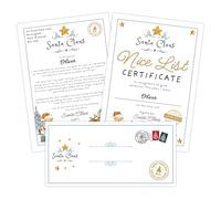 Print Maniacs Personalised Letter From Father Christmas Santa Bundle,Choose your skin tone/Nice List Certificate/Gold Metal Badge Nice List/Santa Letter