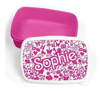Print Maniacs Personalised Lunch Box Barbie Inspired Pink Doll for Girls and Women Lets go Party Merchandise Princess Dream Collection Theme Bride Lip Stick Birthday Diamonds