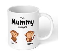 Print Maniacs Personalised Mothers Day Mug Gift Mum Mummy Grandma Auntie Christmas Birthday for Her New Born First 1 Monkey (Mummy)