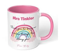 Print Maniacs Personalised Mug for Teacher Thank You End Term Student Pupil Present Leaving 11oz Coffee Tea Novelty Appreciation Leaving Gift Lockdown Rainbow Stormy Year (Pink Fill and Handle)