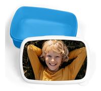 Print Maniacs Personalised Photo Lunch Box Bag Storage Box- Ideal for School Children's Pet Any Image Photograph Kids Dinner (Blue)