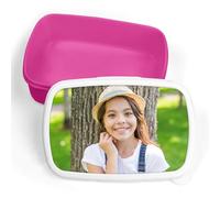 Print Maniacs Personalised Photo Lunch Box Bag Storage Box- Ideal for School Children's Pet Any Image Photograph Kids Dinner (Pink)