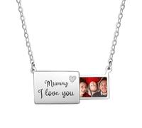 Print Maniacs Personalised Photo Necklace, Silver Locket, Letter, Birthday Engraved Love Letter, Mother Secret Note, Letterbox, Gift for Her