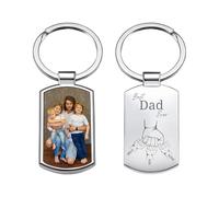 Print Maniacs Personalised Photo Printed Engraved Custom Text Keychain Customise Double Side Keyring Gift for Dad Birthday Gifts Presents for Women Father's Day Mother's Day