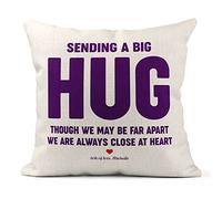 Print Maniacs Personalised Pillow Cushion Cover Friends soul sisters auntie grandma mum gift Think positive Self-isolation present Sending you a BIG HUG Canvas (Purple)