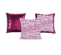 Print Maniacs Personalised Pillow Sequin Hot Pink with Filling 40 x 40cm Pink Doll for Girls and Women Lets go Party Merchandise Princess Dream Collection Theme Bride Lip Stick Birthday Diamonds
