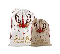 Print Maniacs Personalised Santa Sack With Unicorn Christmas Bag Present Xmas Stocking Gift Elf Secret Special Delivery Naughty Nice Kids Children Presents Gifts Fun Unicorn Reindeer