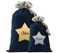Print Maniacs Personalised Santa Stocking Sack with Luxury Fur Trim - Large Bag with Star and Name, Ideal for Holiday Decor and Gifts