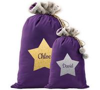 Print Maniacs Personalised Santa Stocking Velvet Sack with Luxury Fur Top Stocking With Mum Large Red Pink Grey Ivory Gift Bag For Xmas Decor Tree Decoration