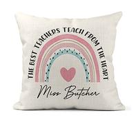Print Maniacs Personalised Teacher Cushion Pillow Pupil School Thank you End of Year Gift present Teach From Heart (Add Teachers Name, With Insert (Stuffing))