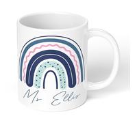 Print Maniacs Personalised Teacher Mug - Gift from Child or Class - Rainbow Design - Thank You Teacher Gift - Custom Name Coffee Cup - End of Term School Gift - 11oz Ceramic