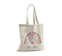Print Maniacs Personalised Teacher or Teaching Assistant Tote Bag - Custom Thank You Gift, Reusable Canvas Shopping/Book Carrier - School, Nursery, Pupil - Add Name - Multiple Designs