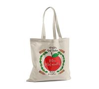 Print Maniacs Personalised Teacher Tote Shopping Book Bag Assistant Carrier Reuse School Pupil Student Thank you Gift Present (World Best Apple)
