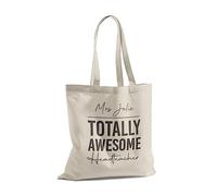 Print Maniacs Personalised Teacher Tote Shopping Book Bag Assistant Carrier Reuse School Pupil Student Thank you Gift Present (Head-Totally Awesome)