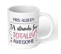 Print Maniacs Personalised Thank You Teacher Assistant Mug End Term Student Pupil Present Leaving 11 oz Coffee Tea Gift TA Totally Awesome (White Mug)
