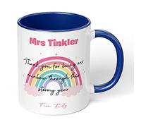 Print Maniacs Personalised Thank You Teacher Mug End Term Student Pupil Present Leaving 11 oz Coffee Tea Gift Lockdown Rainbow Stormy Year (Dark Blue Fill and Handle)