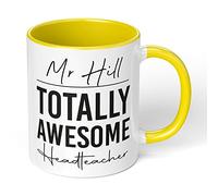 Print Maniacs Personalised Thank You Teacher Mug End Term Student Pupil Present Leaving Coffee 11 oz Gift Totally Awesome Head Teacher (Yellow Fill and Handle)