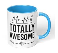 Print Maniacs Personalised Thank You Teacher Mug End Term Student Pupil Present Leaving Coffee 11 oz Gift Totally Awesome Head Teacher (Blue Fill and Handle)