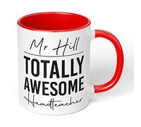 Print Maniacs Personalised Thank You Teacher Mug End Term Student Pupil Present Leaving Coffee 11 oz Gift Totally Awesome Head Teacher (Red Fill and Handle)