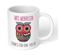 Print Maniacs Personalised Thank You Teacher Mug End Term Student Pupil Present Leaving Gift Christmas Owl You do (White)