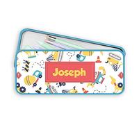 Print Maniacs Personalised Train Ship Transport Thomas Pencil Case Tin Kids Boys Girls Princess Back to School Stationary Organizers Bag (Blue Case)