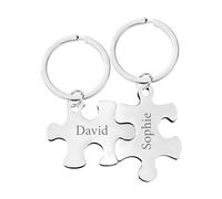 Print Maniacs Personalised Valentine's Anniversary Christmas Keyring Gift For Her Him Husband Wife Girlfriend Boyfriend Lover Set D3 (Silver)