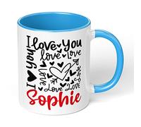 Print Maniacs Personalised Valentines Day Anniversary Birthday Mug Boyfriend Girlfriend His Him Her Gift Present Wife Husband I Love You (Blue Fill Mug)