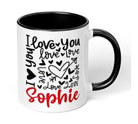 Print Maniacs Personalised Valentines Day Anniversary Birthday Mug Boyfriend Girlfriend His Him Her Gift Present Wife Husband I Love You (Black Fill Mug)
