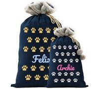 Print Maniacs Personalised Velvet Santa Stocking Sack with Luxury Fur Trim - Large Bag For Dog and Cats, Ideal for Holiday Decor and Gifts