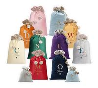 Print Maniacs Personalized Velvet Santa Sack with Fur Trim - Large Custom Bag with Name and Initial for Holiday Gifting