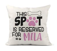 Print Maniacs Pet Cat Dog Cushion Personalised Xmas Stocking Memorabilia Remembrance Gift Spot Reserved (Pink Text, With Insert (Stuffing))
