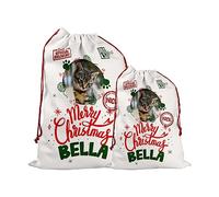 Print Maniacs Pet Cat Dog Rabbit Paws Personalised Santa Sack Father Christmas Bag Present Xmas Stocking Gift Elf Secret Special Delivery Naughty Nice Presents Gifts (Canvas, 50cm x 66cm - Large)