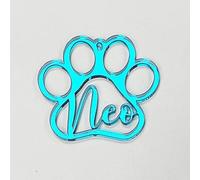 Print Maniacs Pets First Christmas Bauble Cat Dog Tree Paw Decoration Mirror Memorabilia Memorial Family Mirror Personalised Name Gift (Teal)