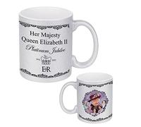 Print Maniacs Queens Platinum Jubilee Glitter Mug Gift Merchandise Souvenir 2022 Commemorative Her Majesty Queen Elizabeth Keepsake Street Garden Party Decorations Cup (Platinum Silver Glitter Mug)