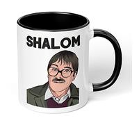 Print Maniacs Shalom Mug Gift Christmas Birthday Funny Friday Night Dinner Jim Cartoon Present (Black Fill Mug)