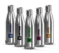 Print Maniacs Stainless Steel Thermal Water Bottle Vacuum Insulated Metal Water Bottle for 12 Hours Hot & 24 Hours Cold Drinks Sports Flask Great for School Work Gym Travel 500ml Mine Icon (Silver)