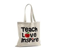 Print Maniacs Teacher Tote Shopping Book Bag Assistant Carrier Reuse School Pupil Student Thank you Gift Present (Teach Love)