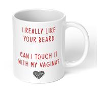 Print Maniacs Valentine Day Mug 11oz You Beard CAN I Touch IT with My Vagina Funny Mug Gifts for Boyfriend, Birthday Gifts for Men, Valentines Day Gifts for Him, Anniversary Romantic