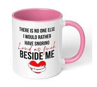 Print Maniacs Valentine's Day Birthdays Anniversary Mug Gift Present for Him Husband Boyfriend Her Wife Girlfriend Snoring Beside Me (Pink Fill Mug)